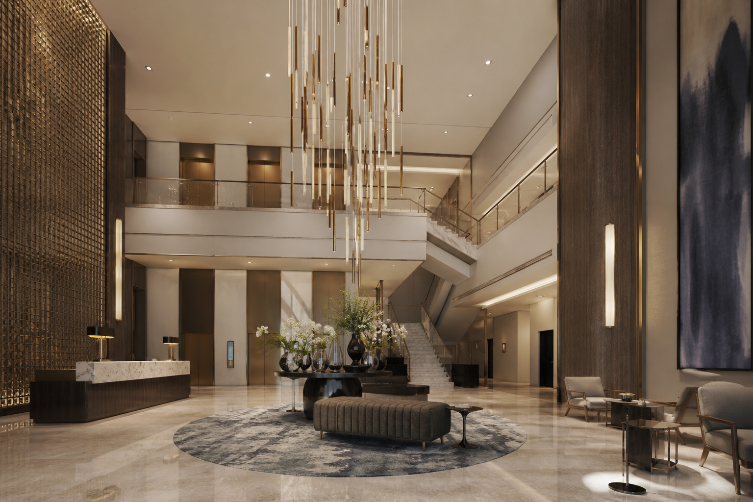 Luxury hotel lobby interior designed by Eden